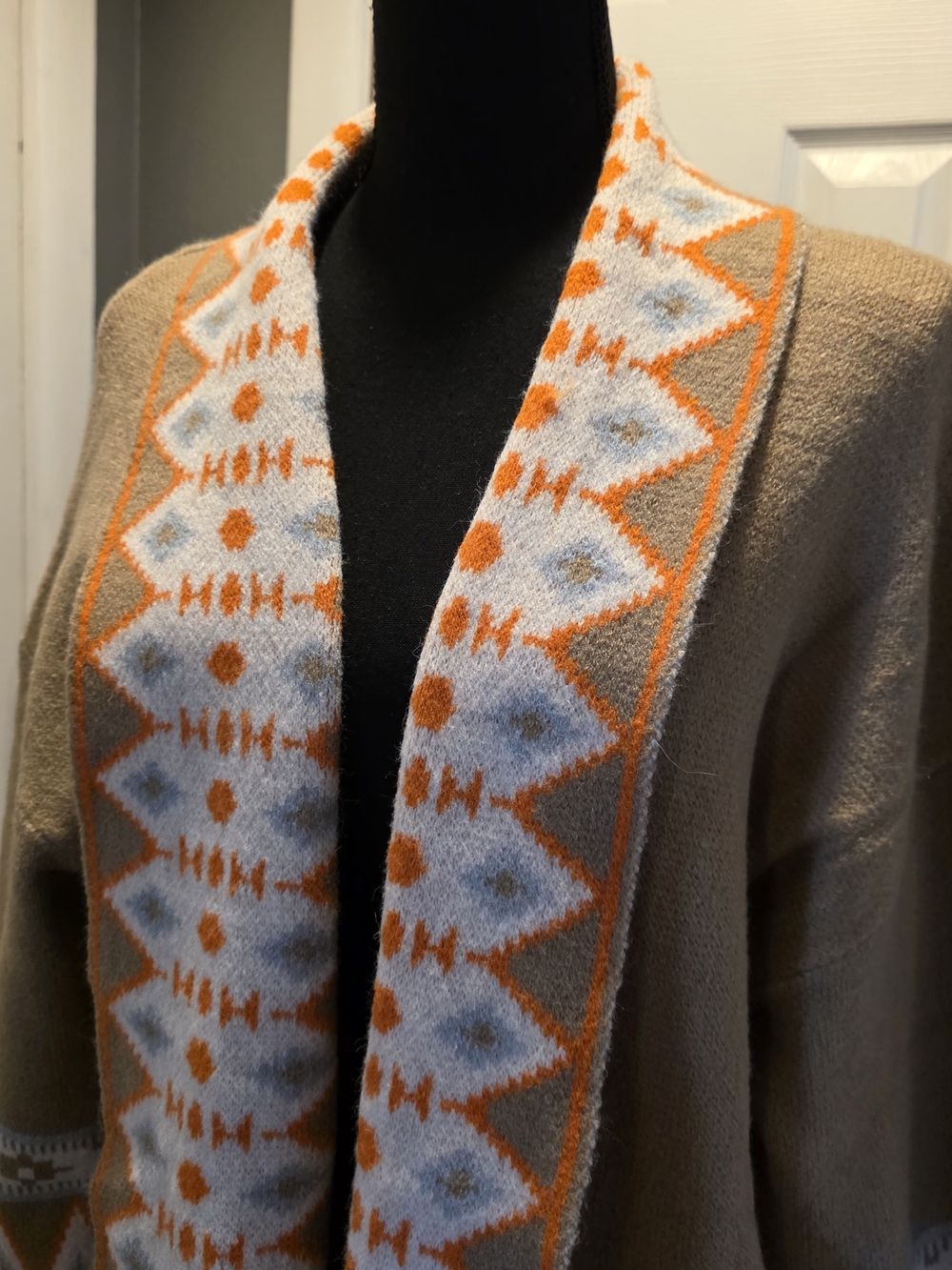 Taupe Aztec Open-Front Cardigan - Picture 3 of 4
